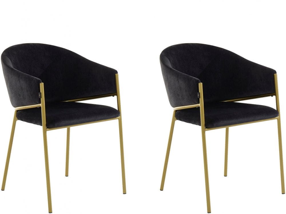 Danish Style Jedálenská stolička Nina (SADA 2 ks), zamat, čierna